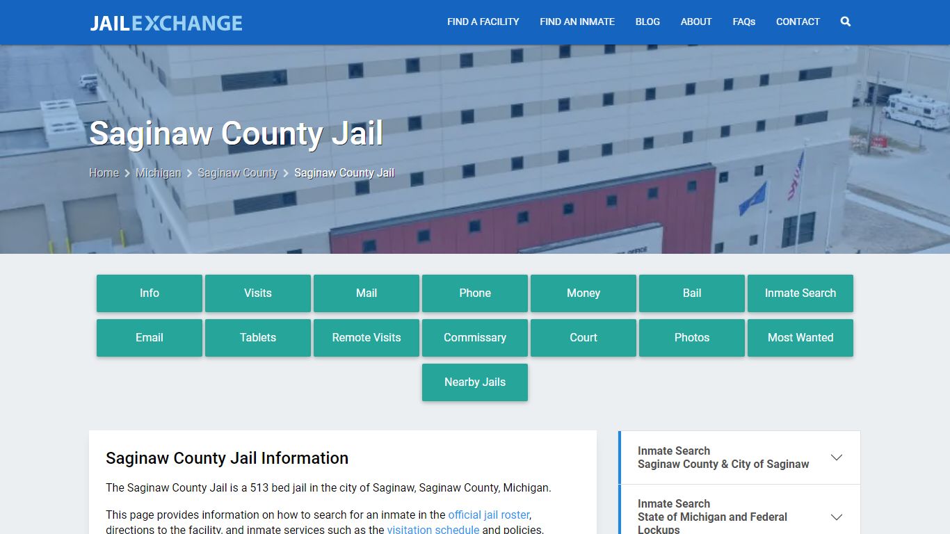 Saginaw County Jail, MI Inmate Search, Information
