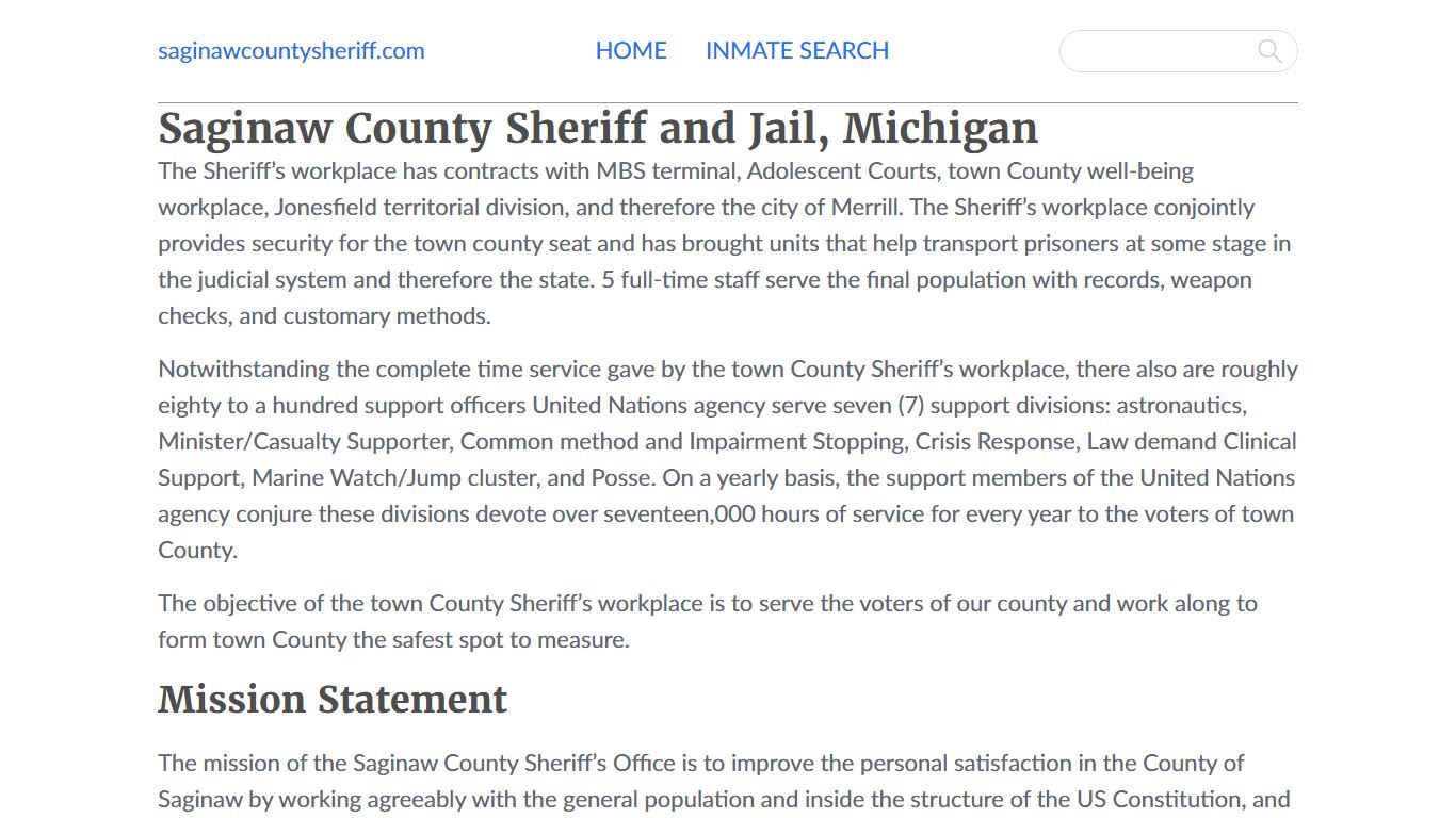 About Saginaw County Sheriff and Jail, Michigan