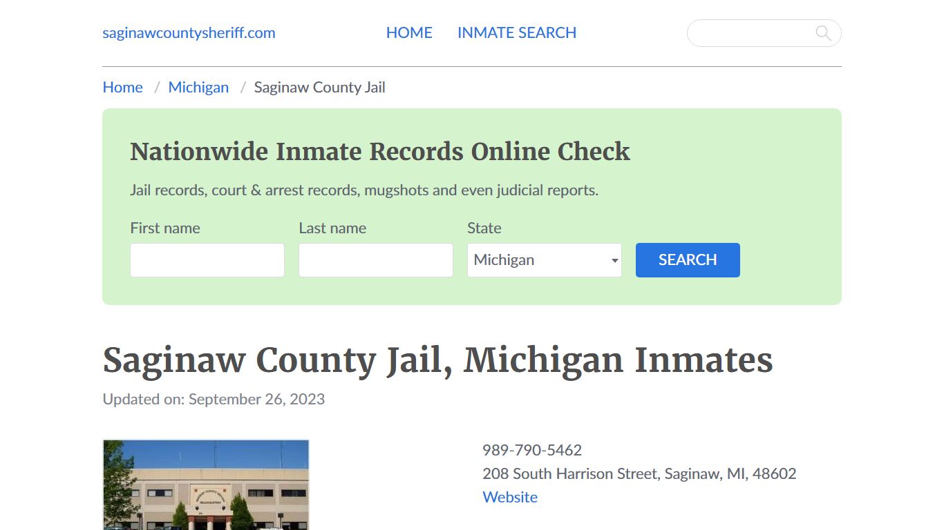 Saginaw County Jail, Michigan Inmates