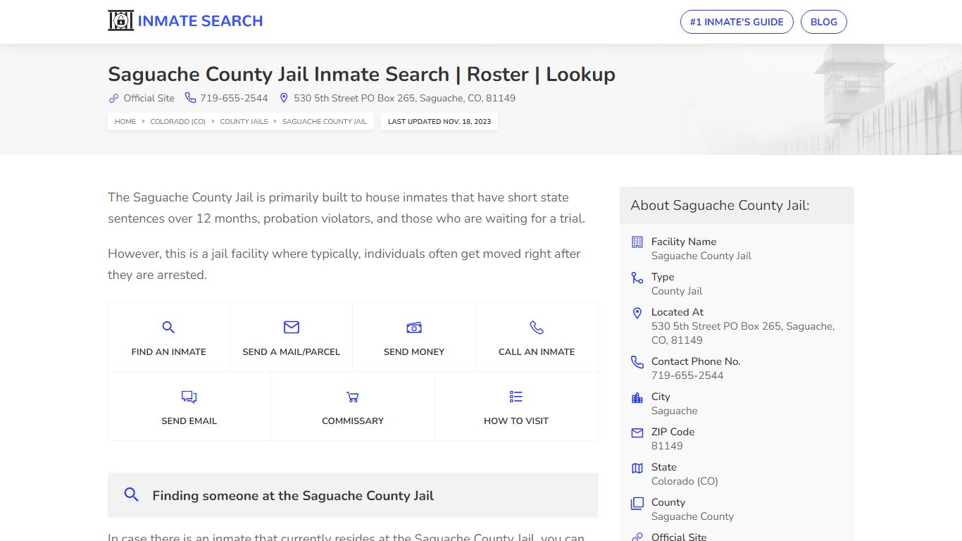 Saguache County Jail Inmate Search | Roster | Lookup