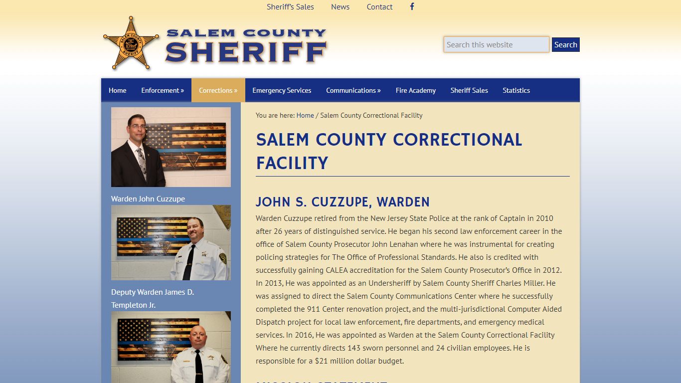 Salem County Correctional Facility - Salem County Sheriff's Office