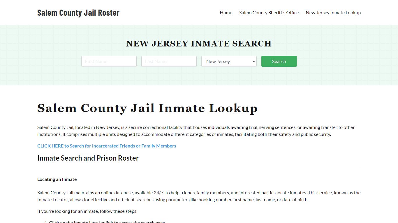 Salem County Jail Roster Lookup, NJ, Inmate Search