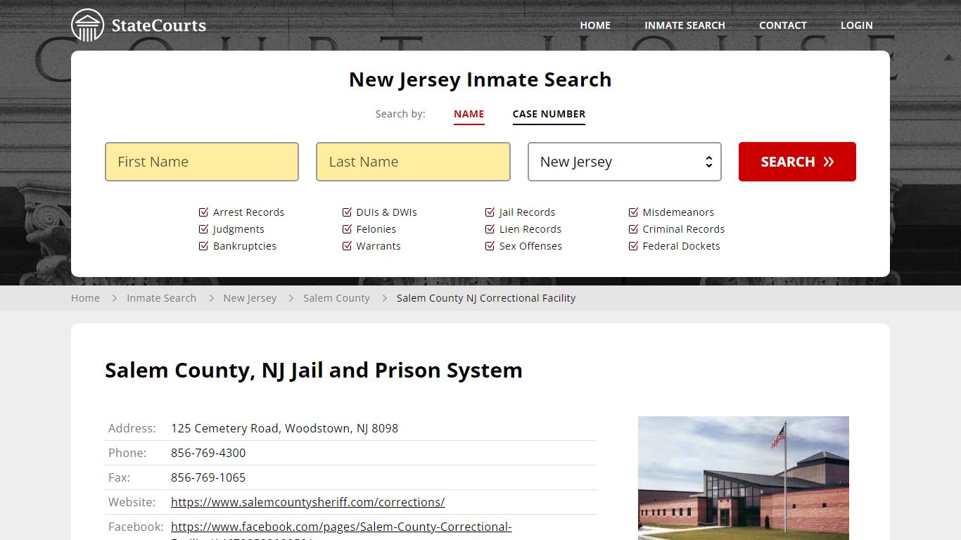 Salem County NJ Correctional Facility Inmate Records Search, New Jersey ...