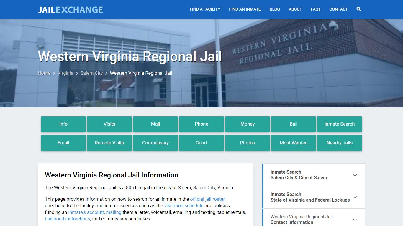 Western Virginia Regional Jail, VA Inmate Search, Information