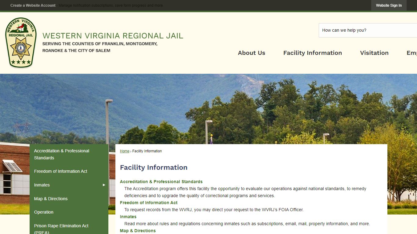 Facility Information | Western Virginia Regional Jail, VA
