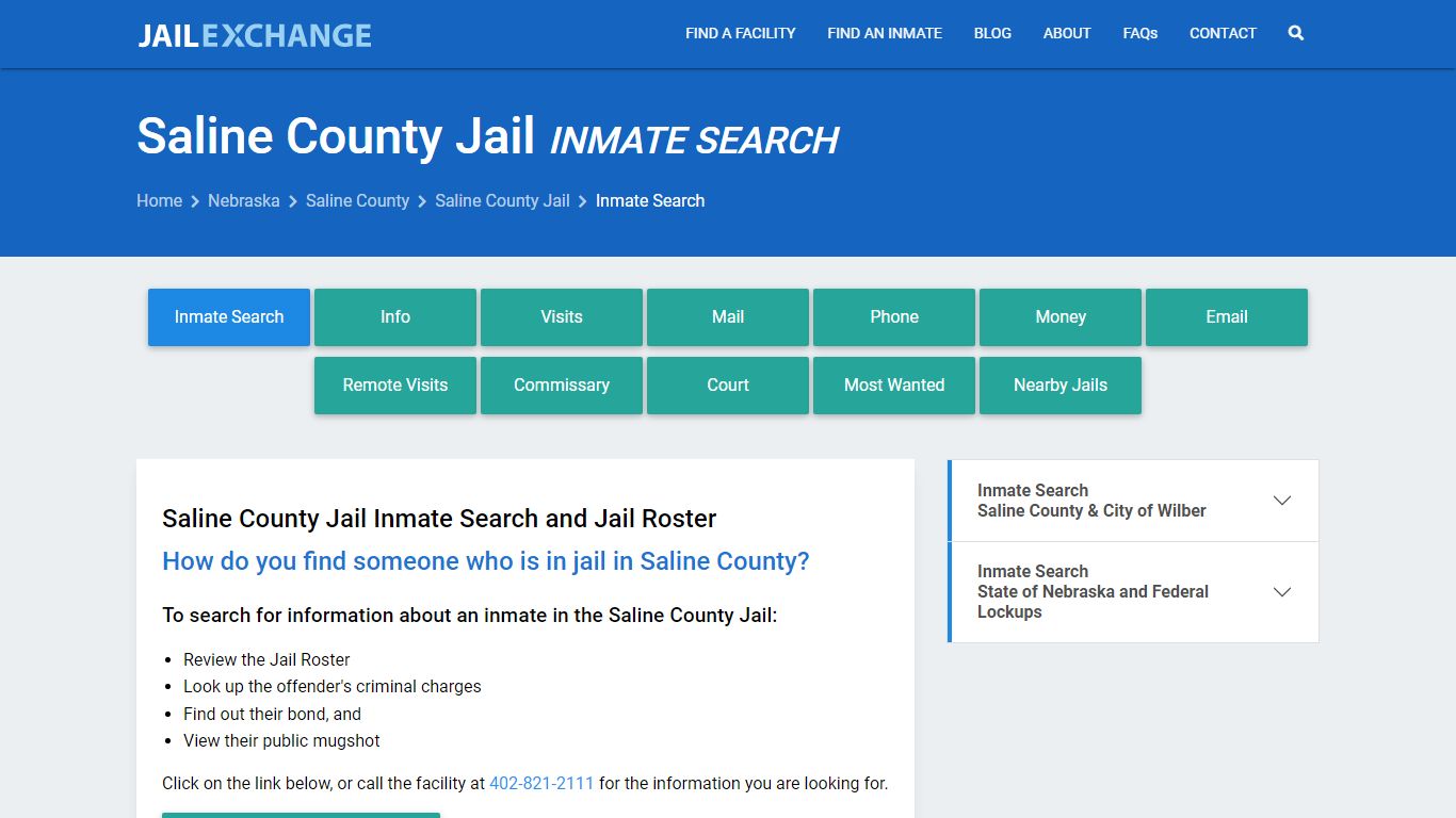 Inmate Search: Roster & Mugshots - Saline County Jail, NE