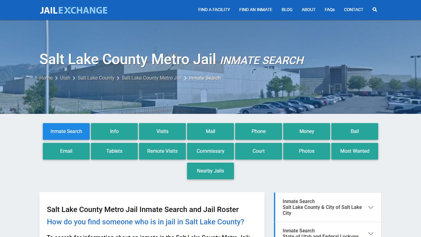 Inmate Search: Roster & Mugshots - Salt Lake County Metro Jail, UT