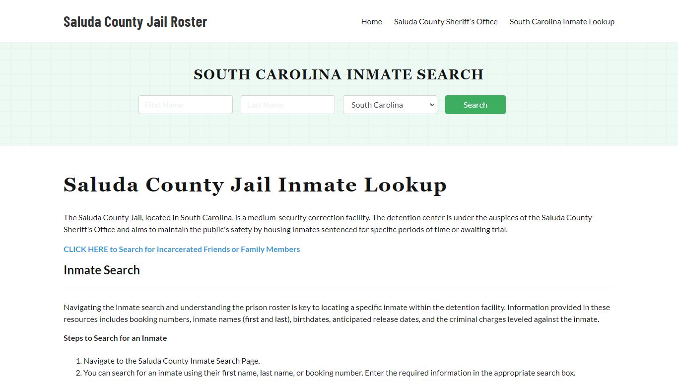 Saluda County Jail Roster Lookup, SC, Inmate Search