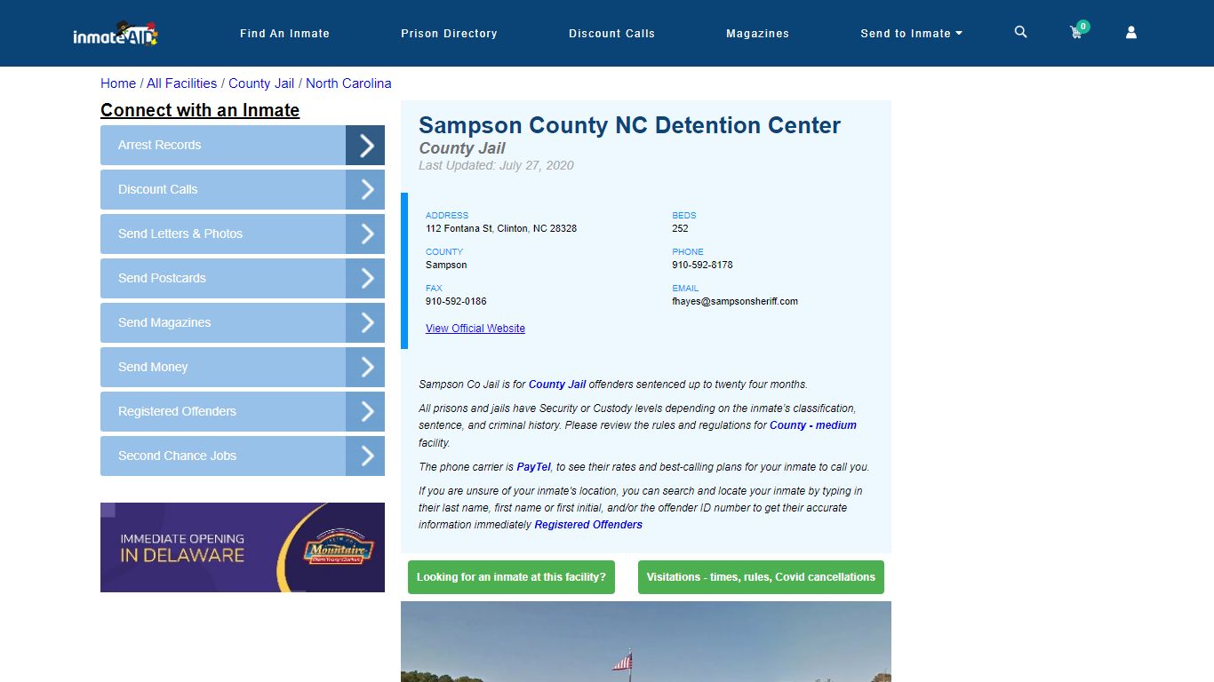 Sampson County NC Detention Center - Inmate Locator - Clinton, NC
