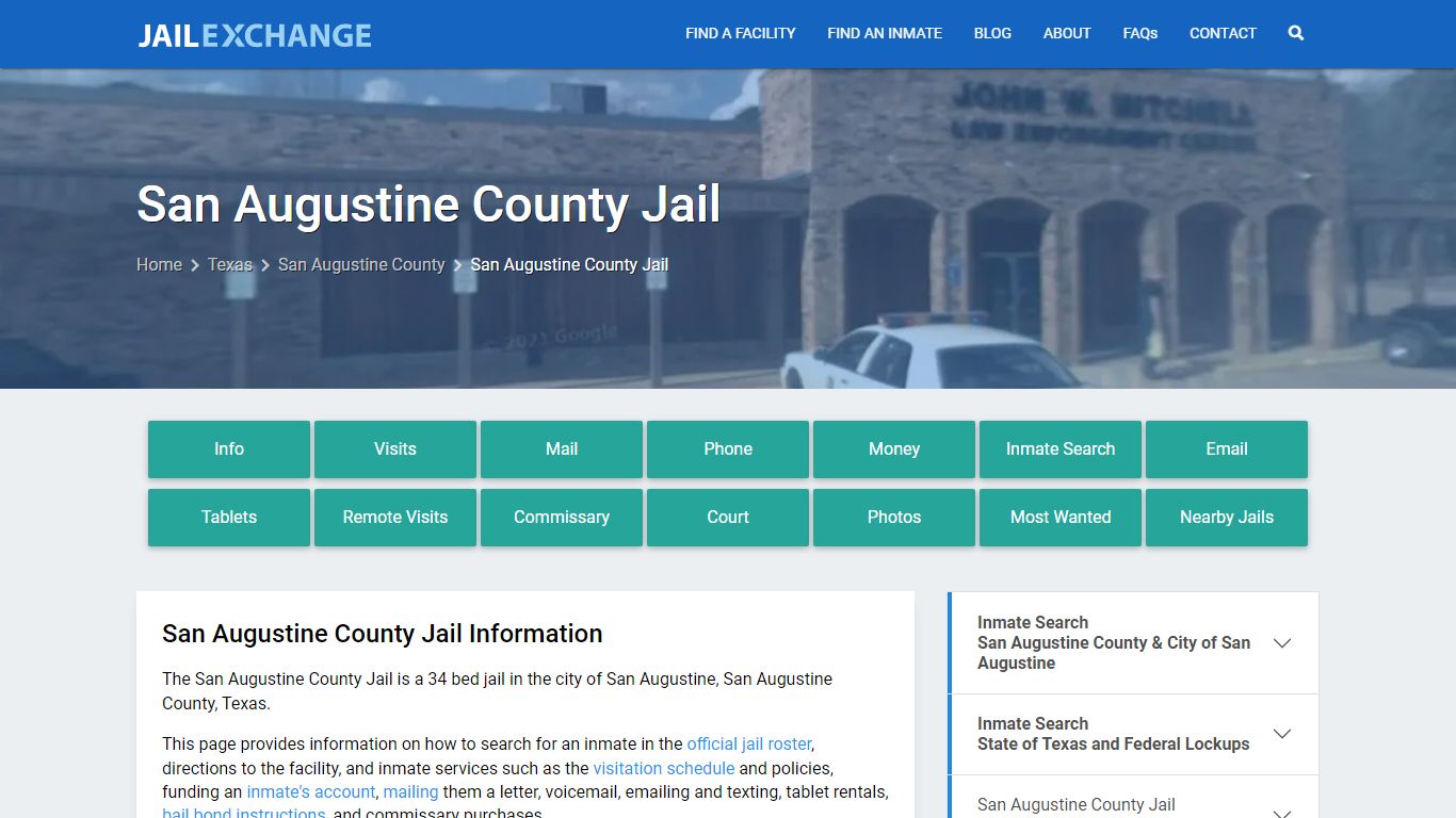 San Augustine County Jail, TX Inmate Search, Information
