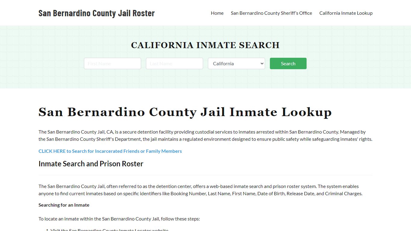 San Bernardino County Jail Roster Lookup, CA, Inmate Search