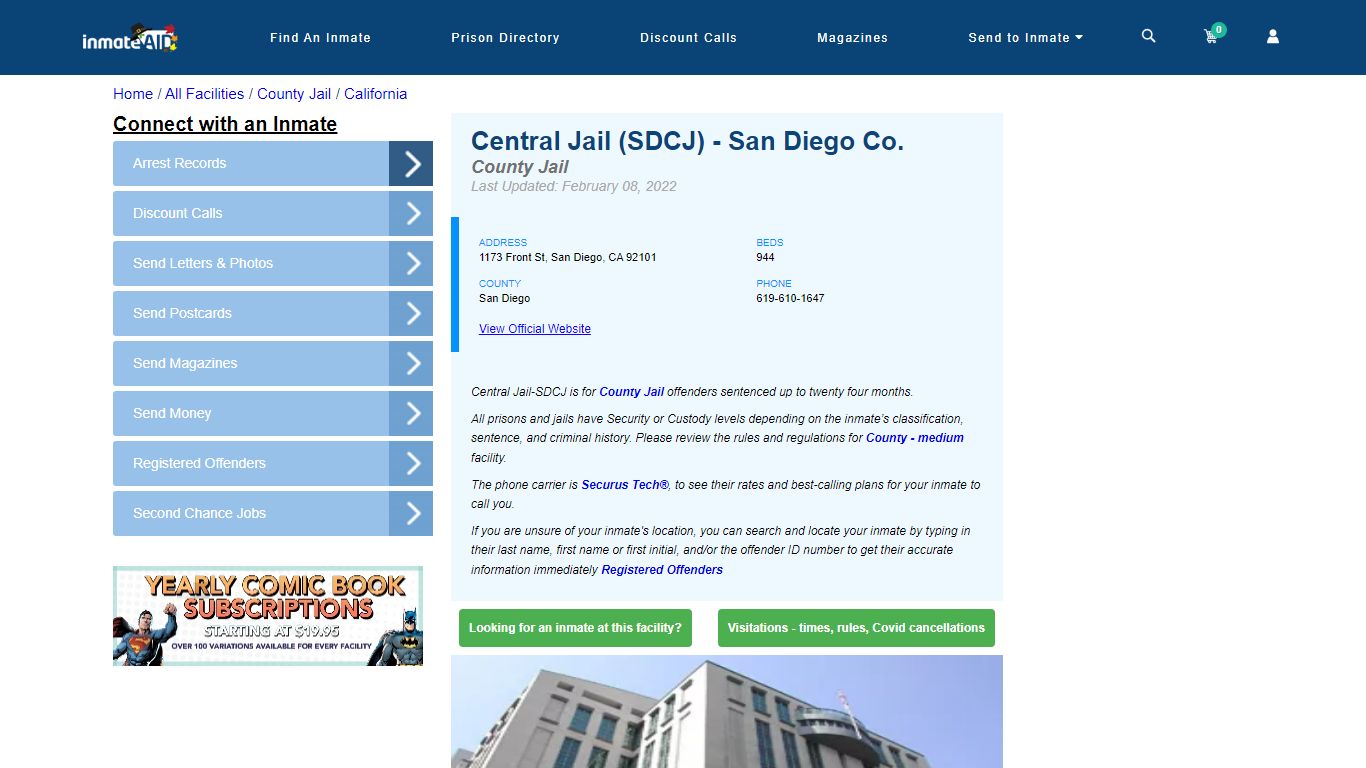 Central Jail (SDCJ) - San Diego Co. - Inmate Locator - San Diego, CA