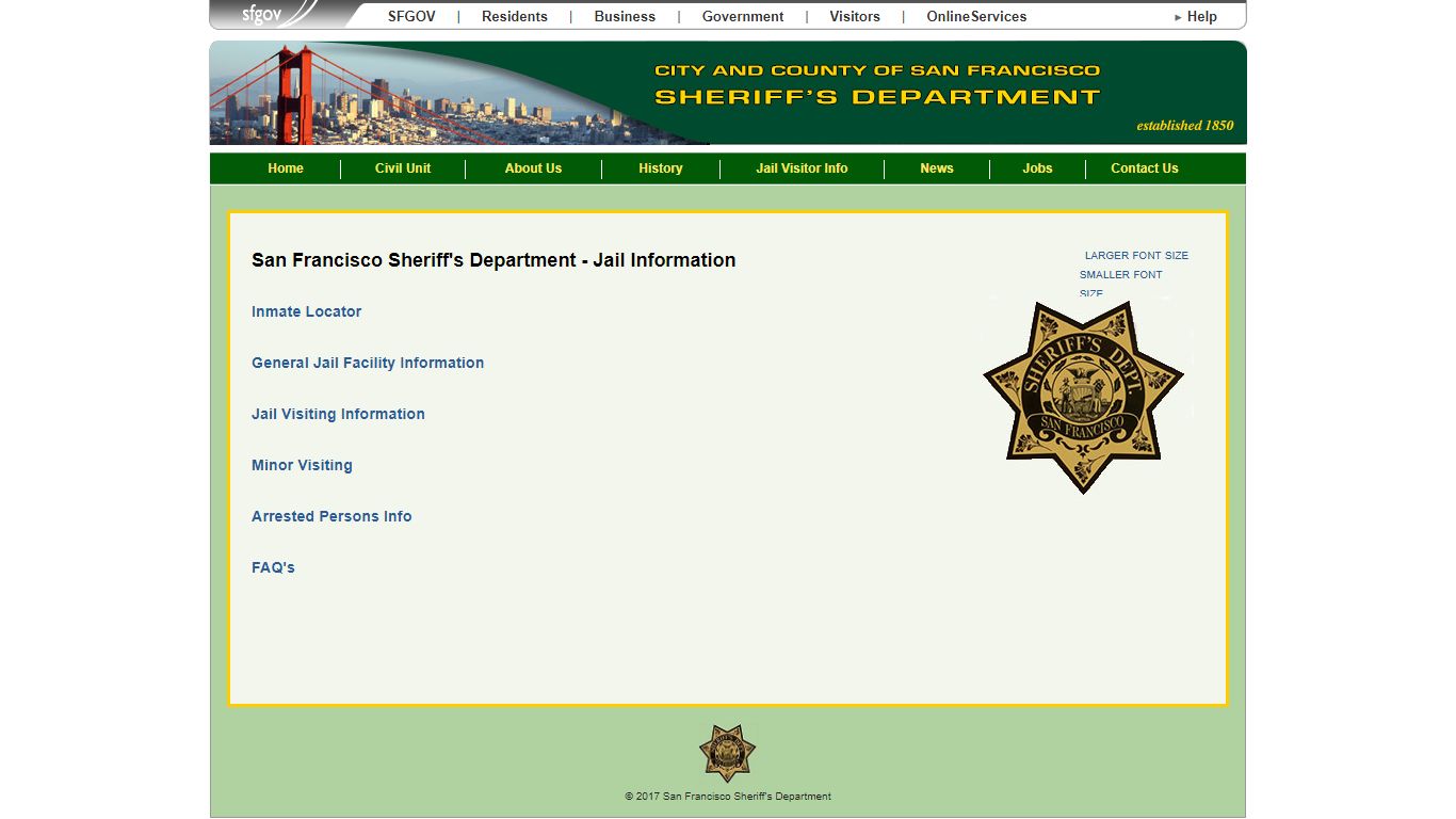San Francisco Sheriff's Department Divisions