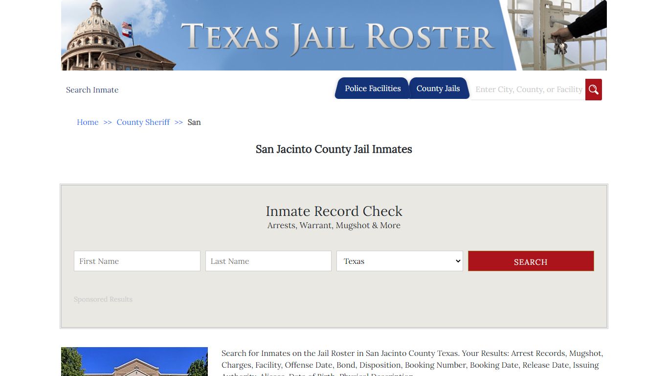 San Jacinto County Jail Inmates | Jail Roster Search