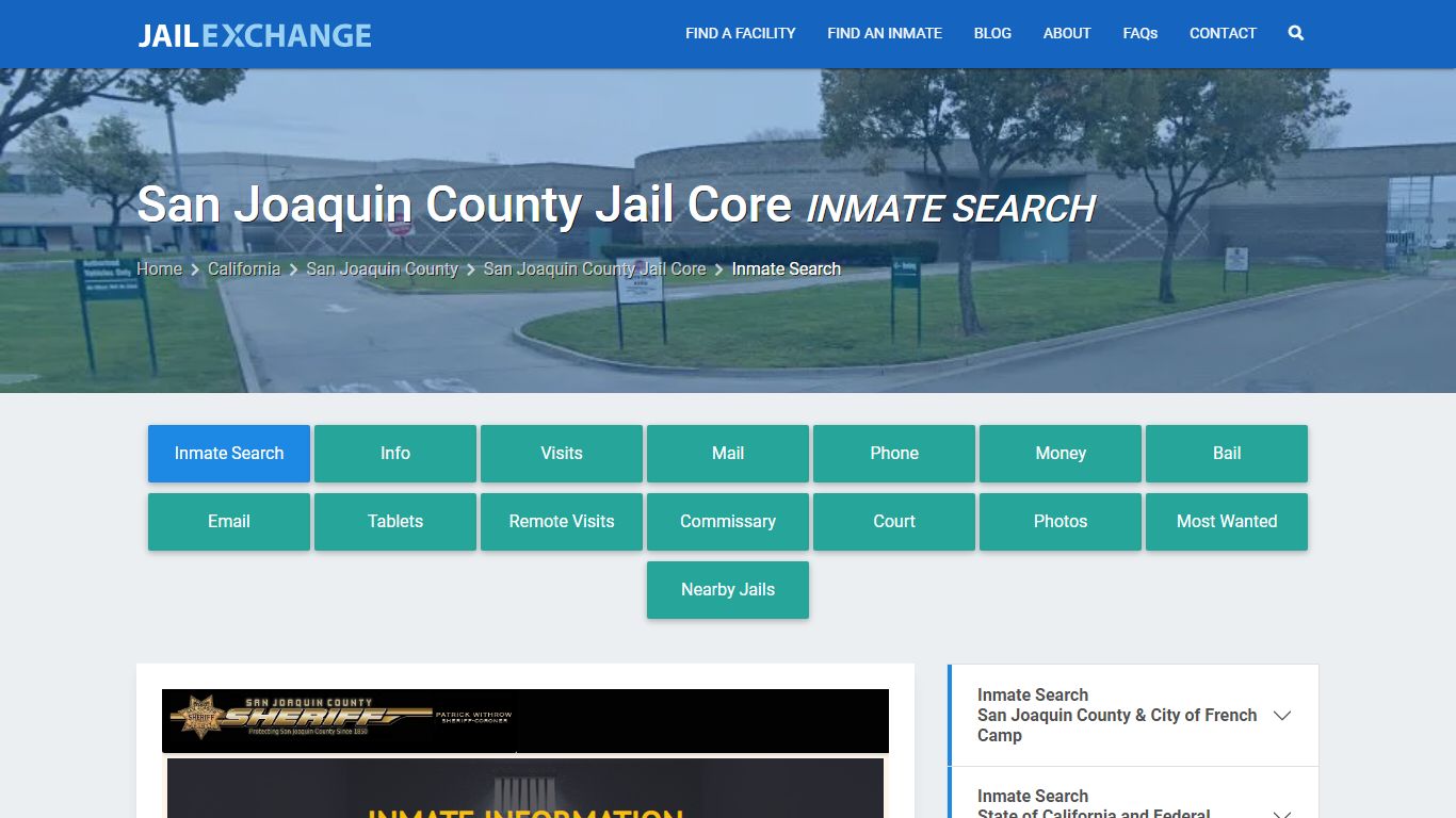 San Joaquin County Jail Core Inmate Search - Jail Exchange