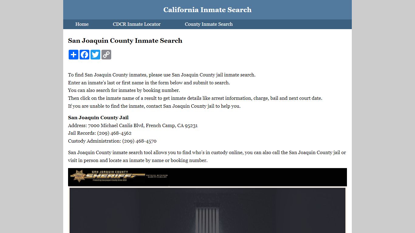 San Joaquin County Inmate Search