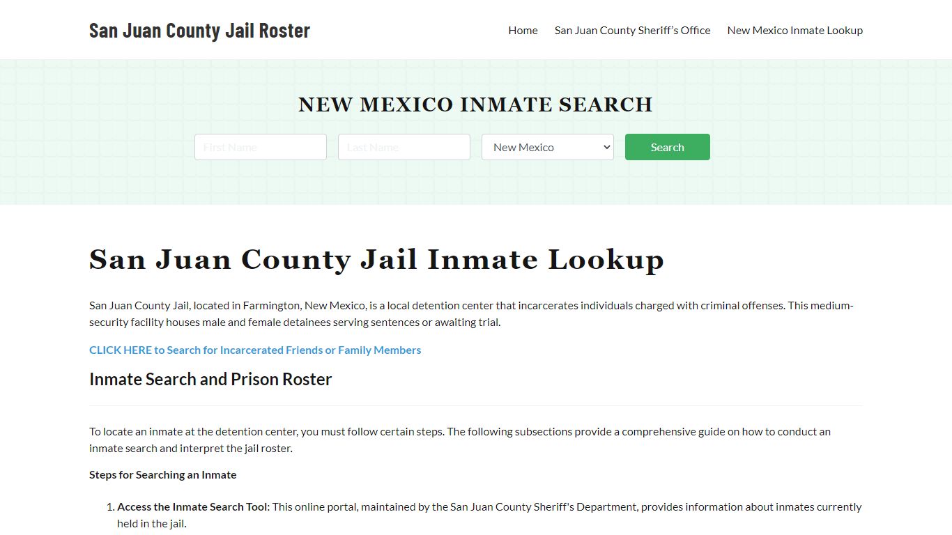 San Juan County Jail Roster Lookup, NM, Inmate Search