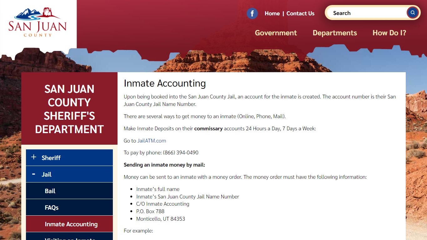 Inmate Accounting | San Juan County UT