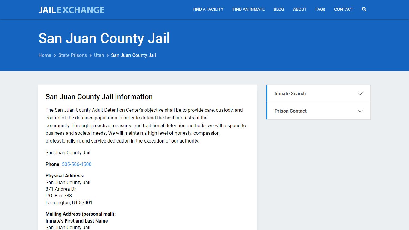 San Juan County Jail Inmate Search, UT - Jail Exchange