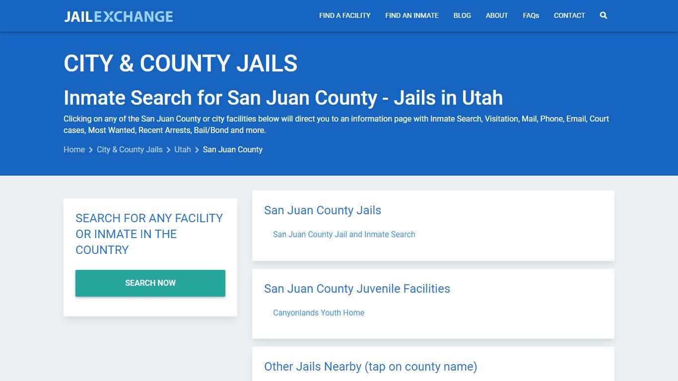 Inmate Search for San Juan County | Jails in Utah - Jail Exchange