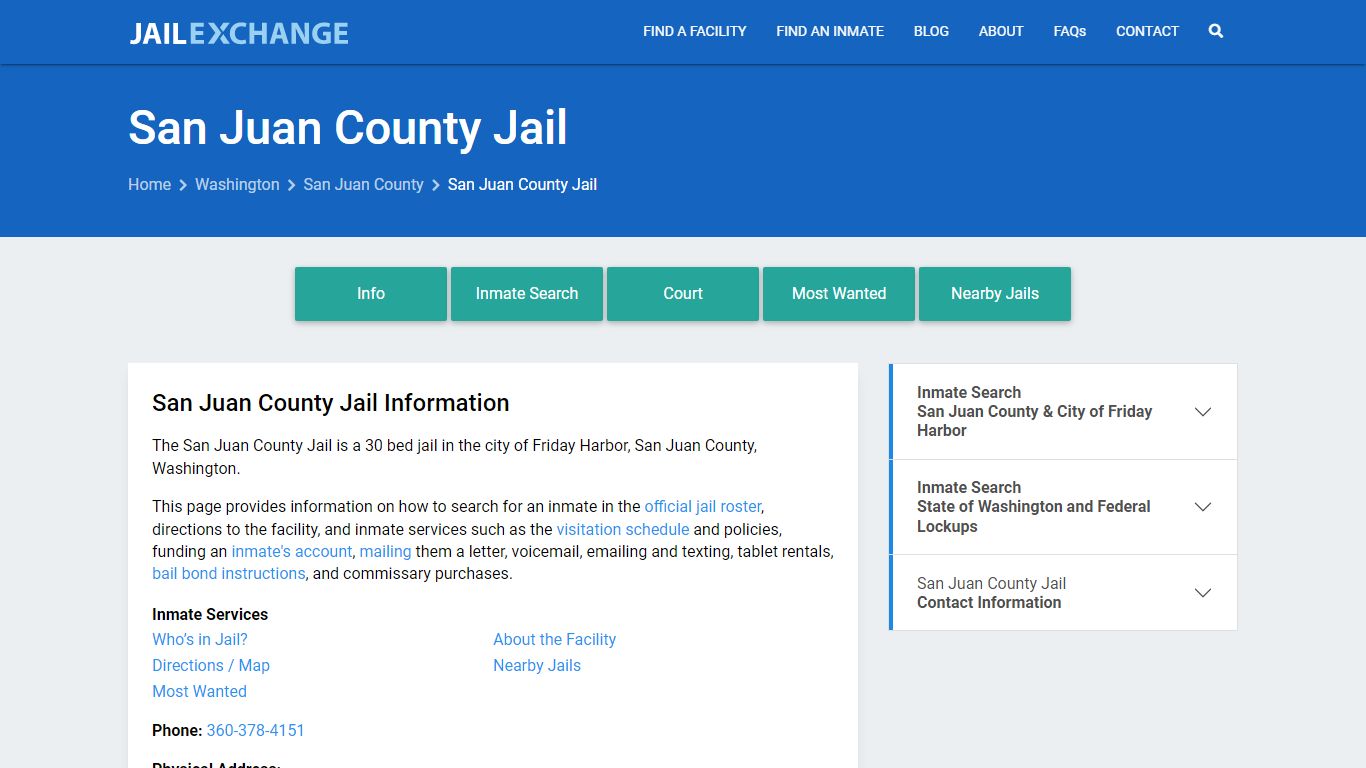 San Juan County Jail, WA Inmate Search, Information