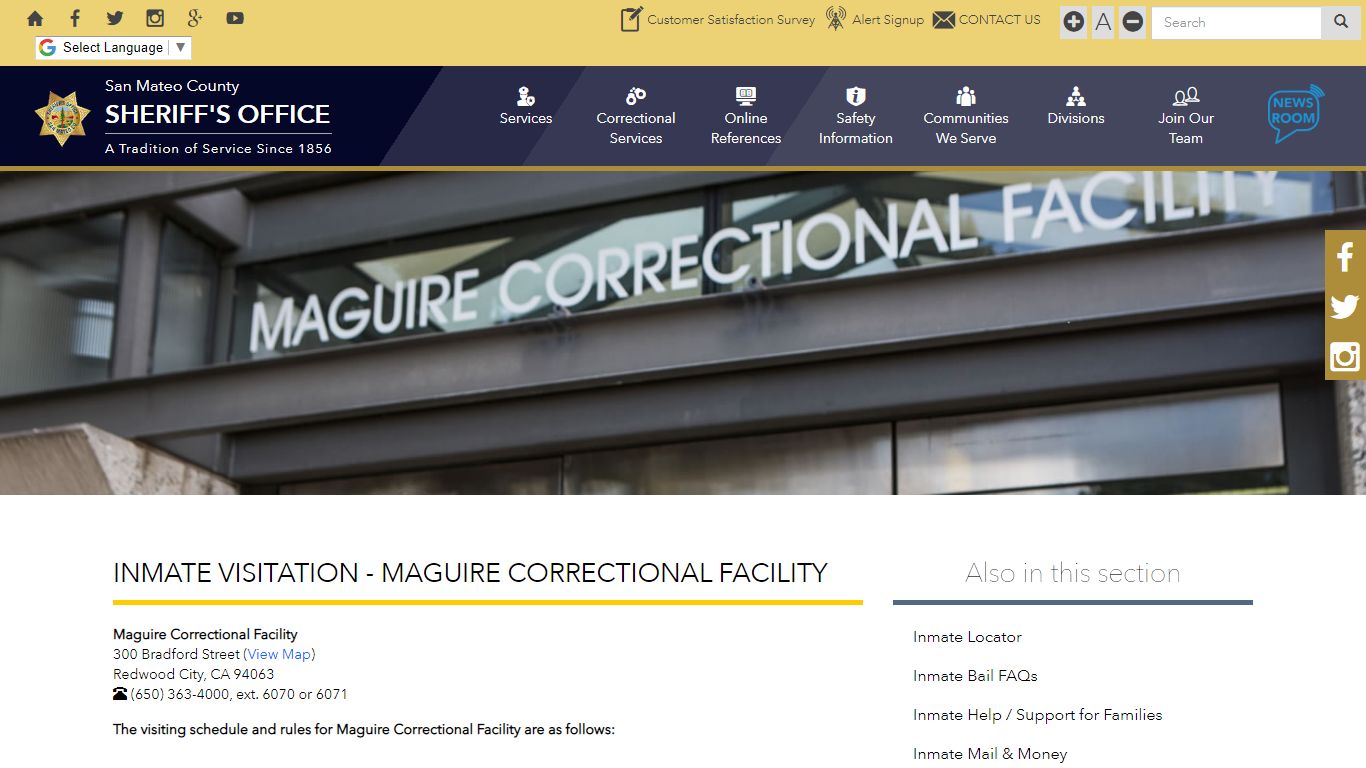 Inmate Visitation - Maguire Correctional Facility | San Mateo County ...