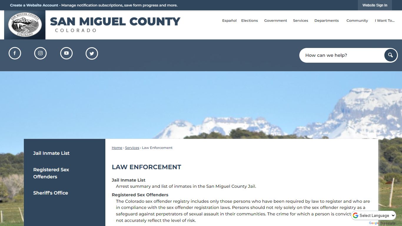 Law Enforcement | San Miguel County, CO - Official Website