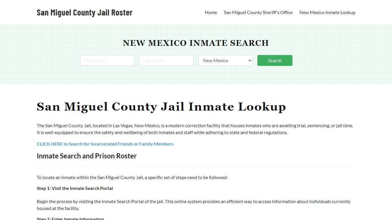 San Miguel County Jail Roster Lookup, NM, Inmate Search