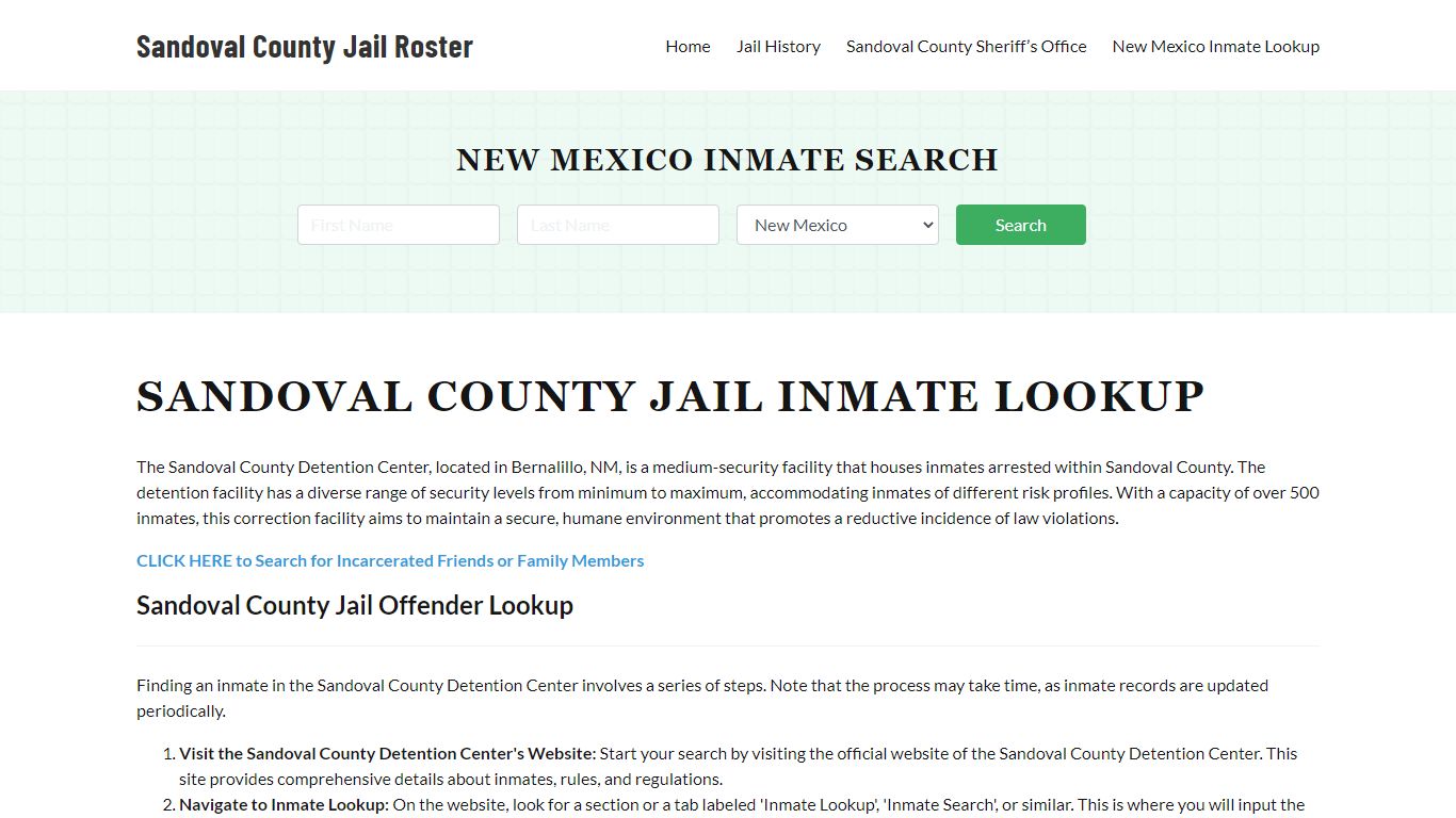 Sandoval County Jail Roster Lookup, NM, Inmate Search