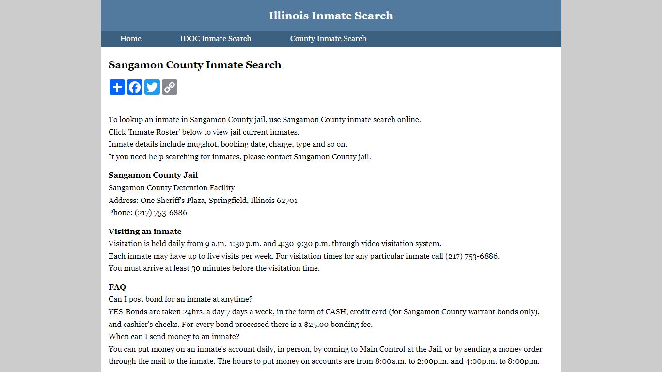 Sangamon County Inmate Search