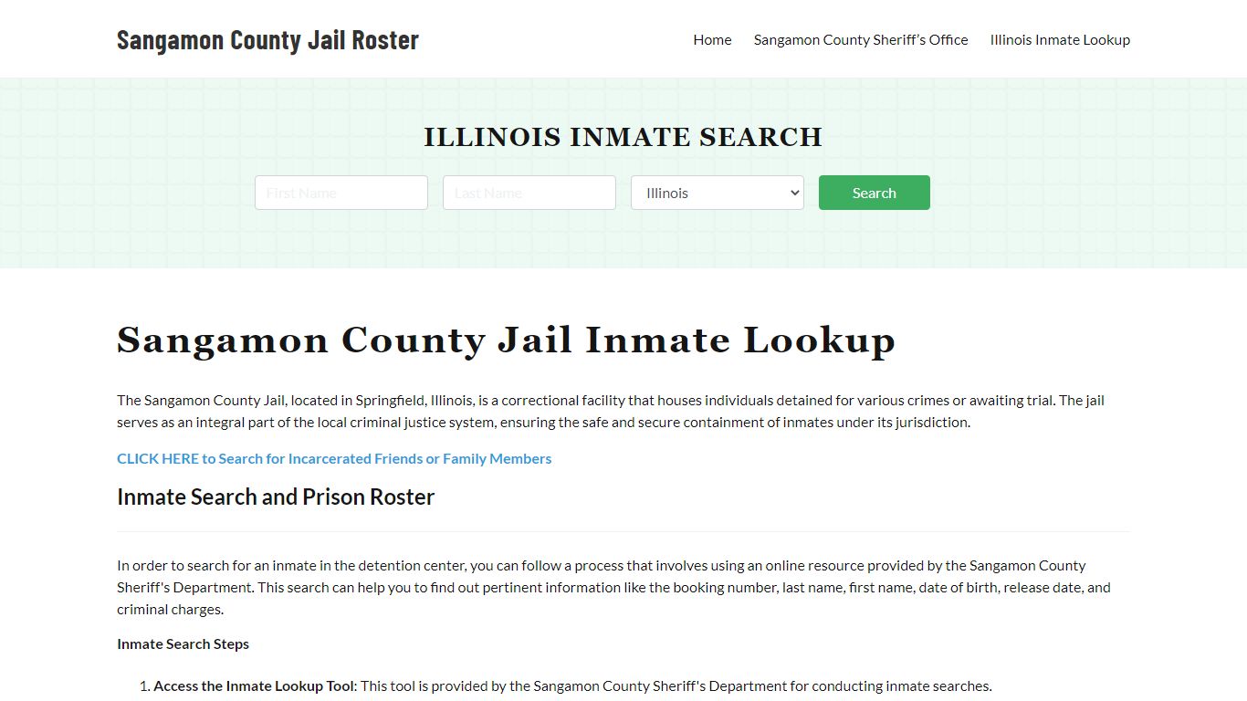 Sangamon County Jail Roster Lookup, IL, Inmate Search