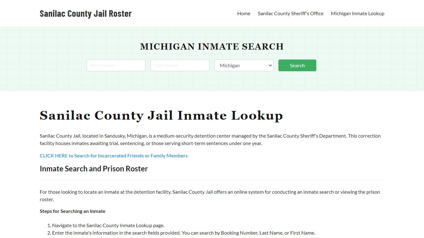 Sanilac County Jail Roster Lookup, MI, Inmate Search