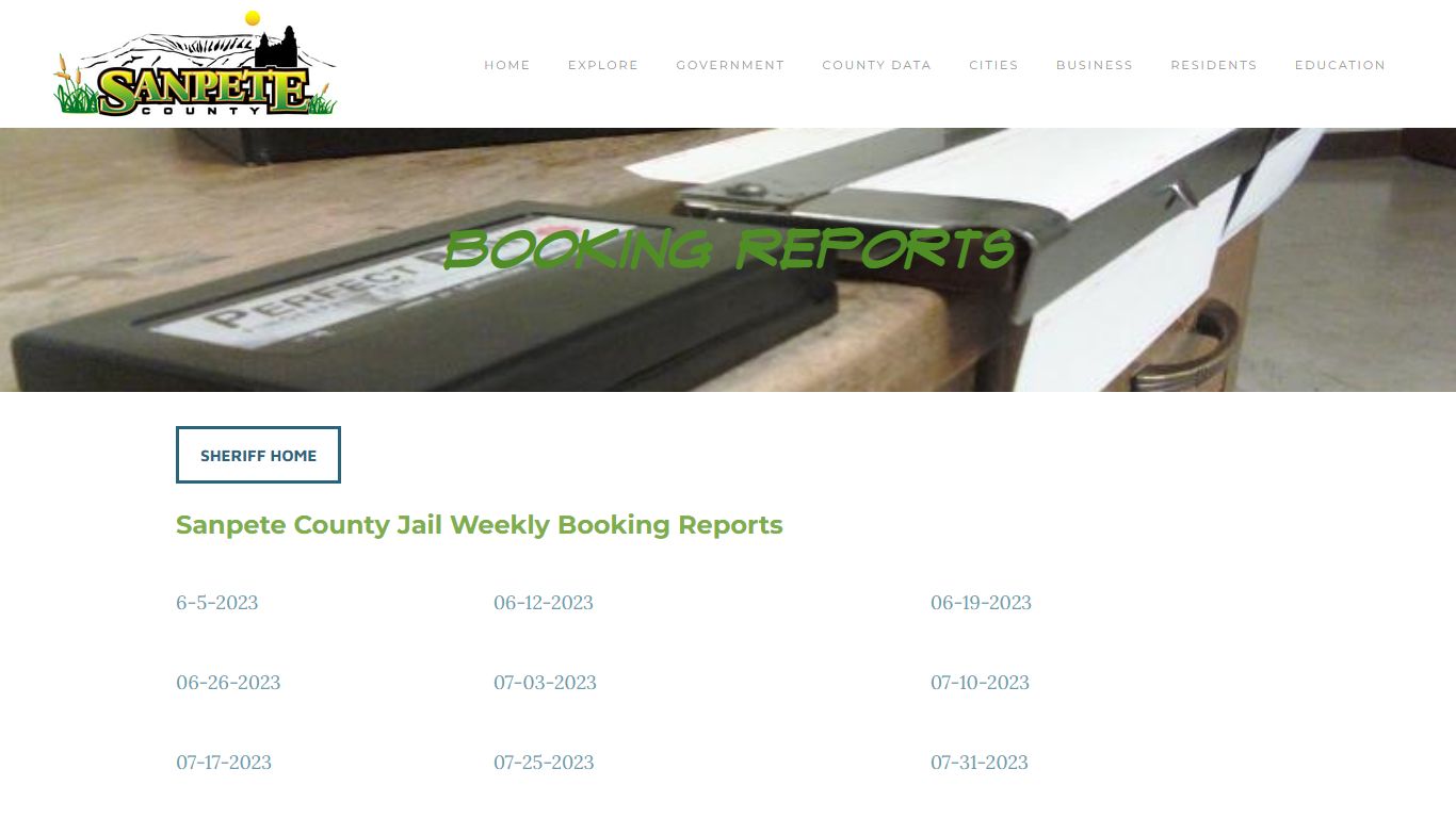 Booking Reports - Sanpete County