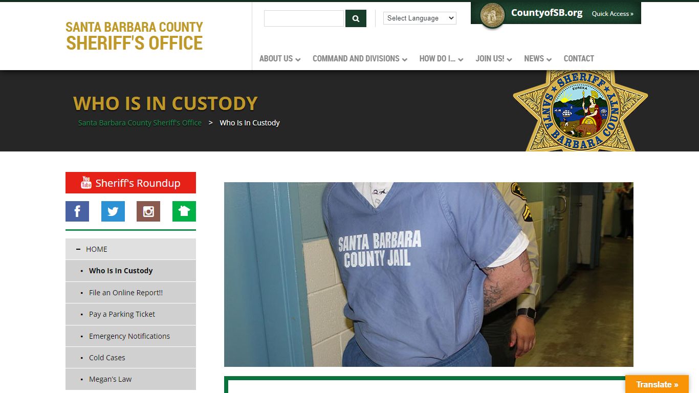 Who Is In Custody – Santa Barbara County Sheriff's Office