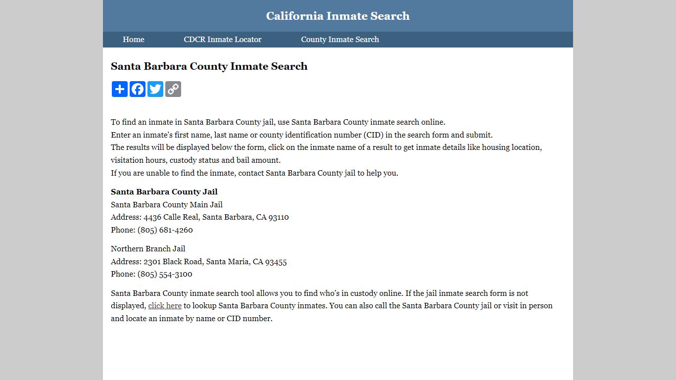 Santa Barbara County Inmate Search