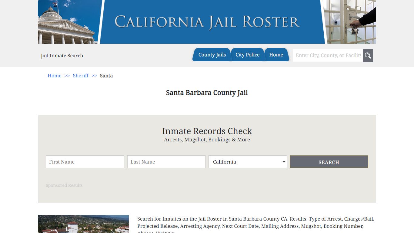 Santa Barbara County Jail | Jail Roster Search
