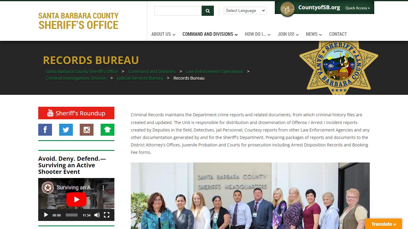 Records Bureau – Santa Barbara County Sheriff's Office