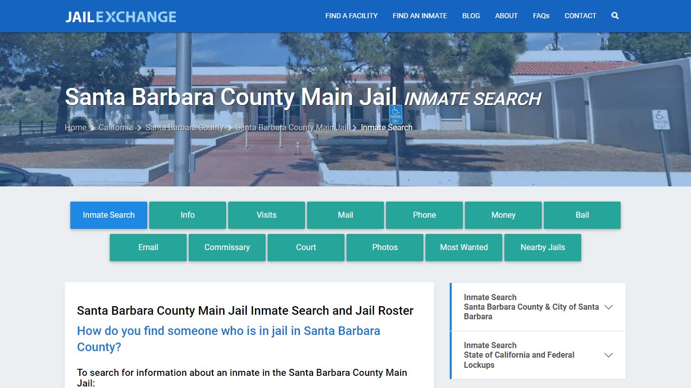 Santa Barbara County Main Jail Inmate Search - Jail Exchange