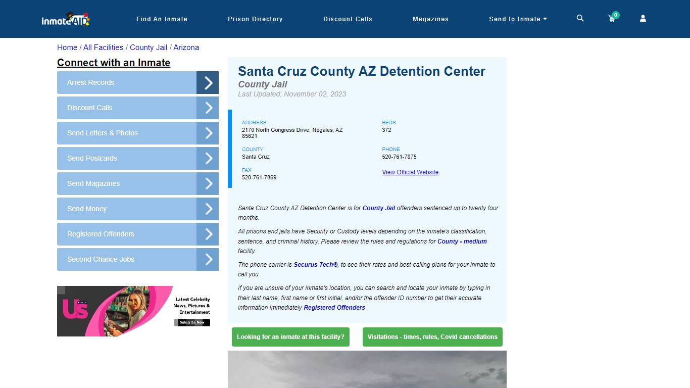 Santa Cruz County AZ Detention Center - Inmate Locator - Nogales, AZ