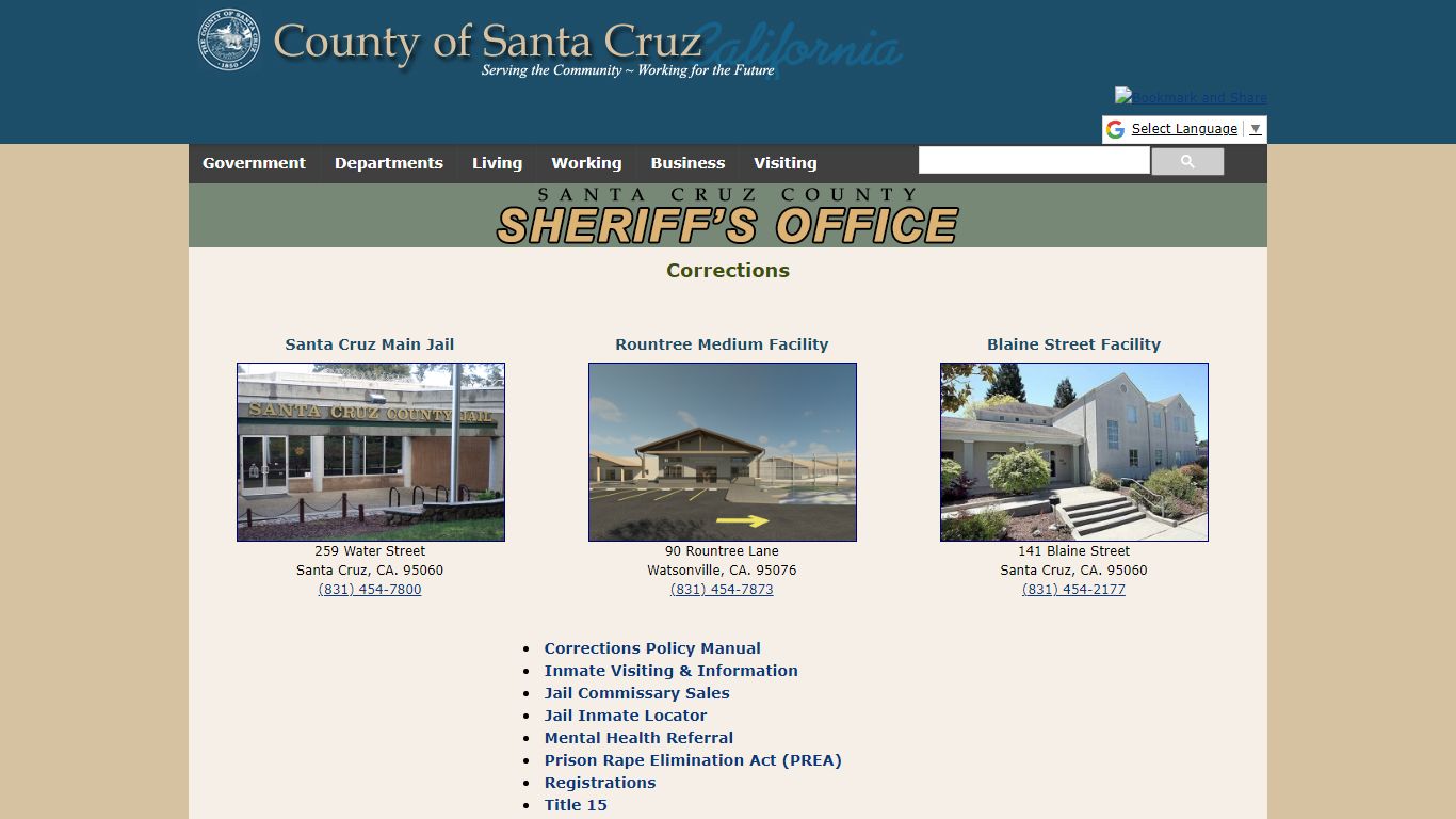 Corrections - Santa Cruz County Sheriff's Office Homepage