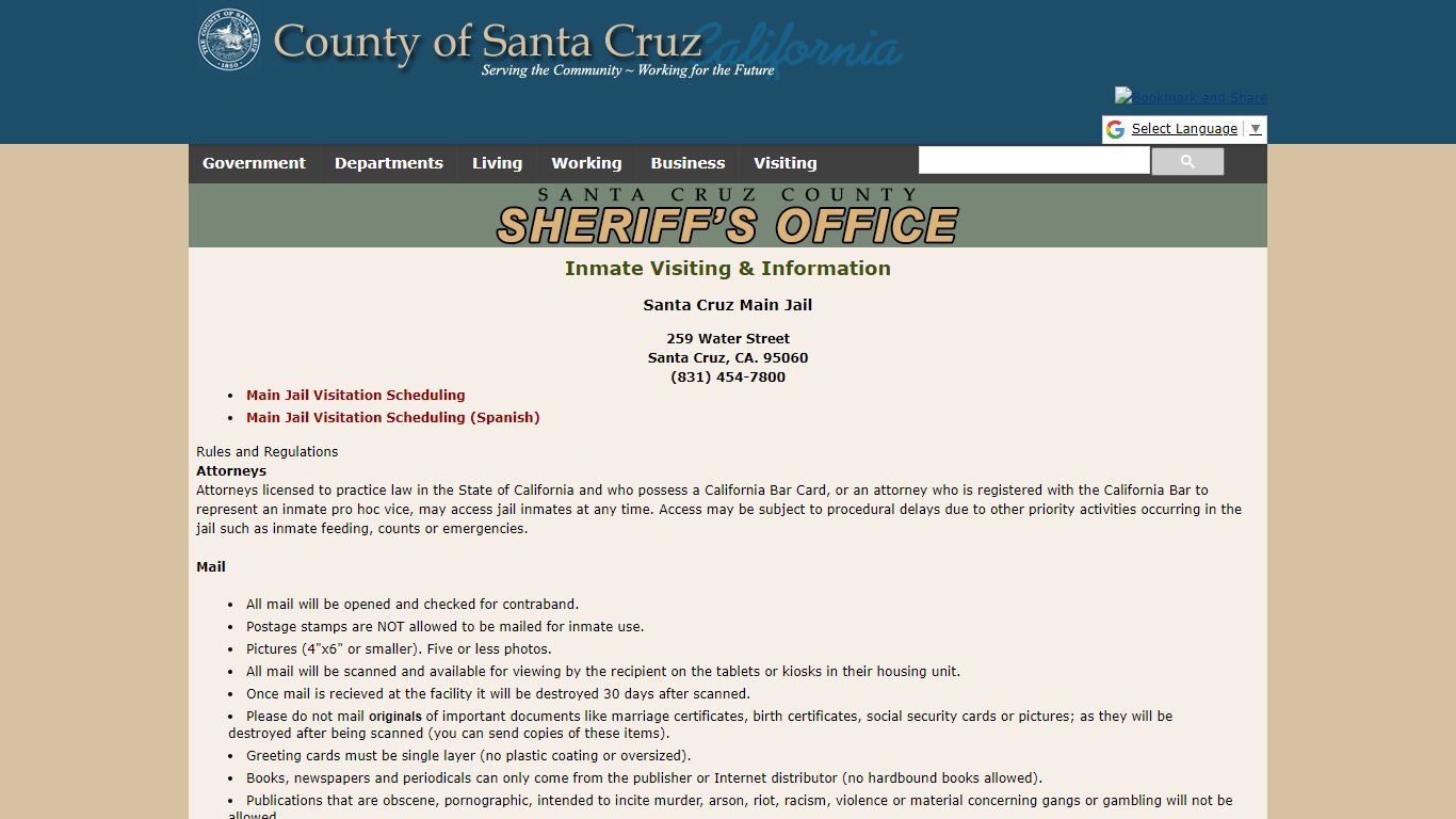 Santa Cruz Main Jail - Santa Cruz County Sheriff's Office Homepage
