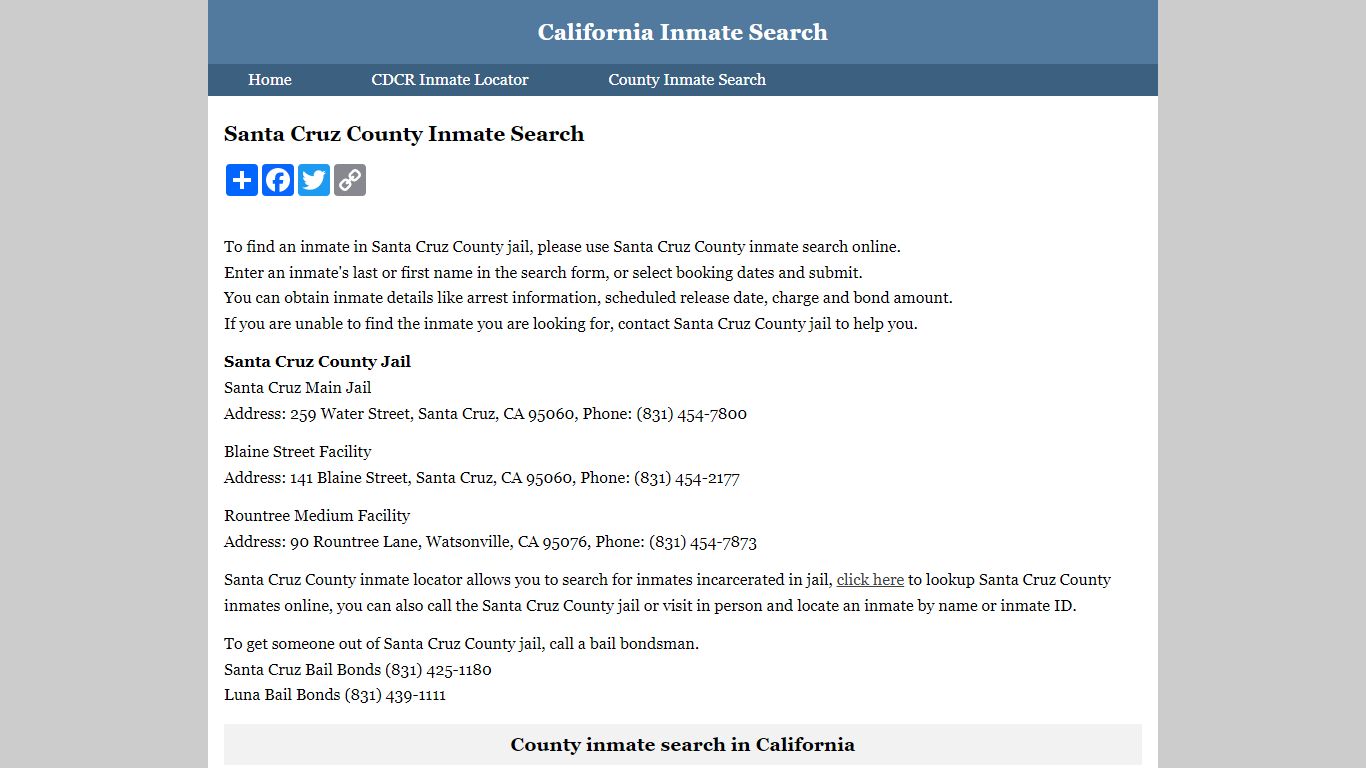 Santa Cruz County Inmate Search