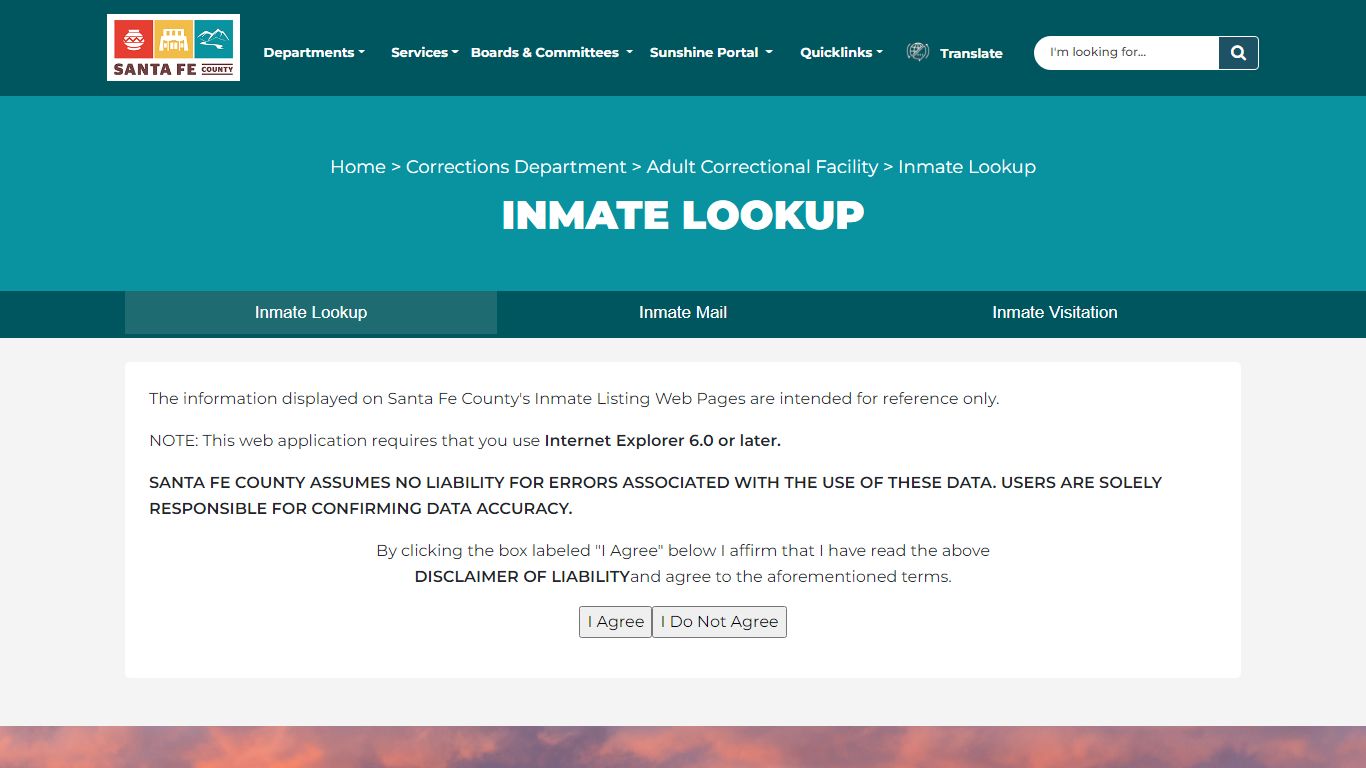 Inmate Lookup | Santa Fe County