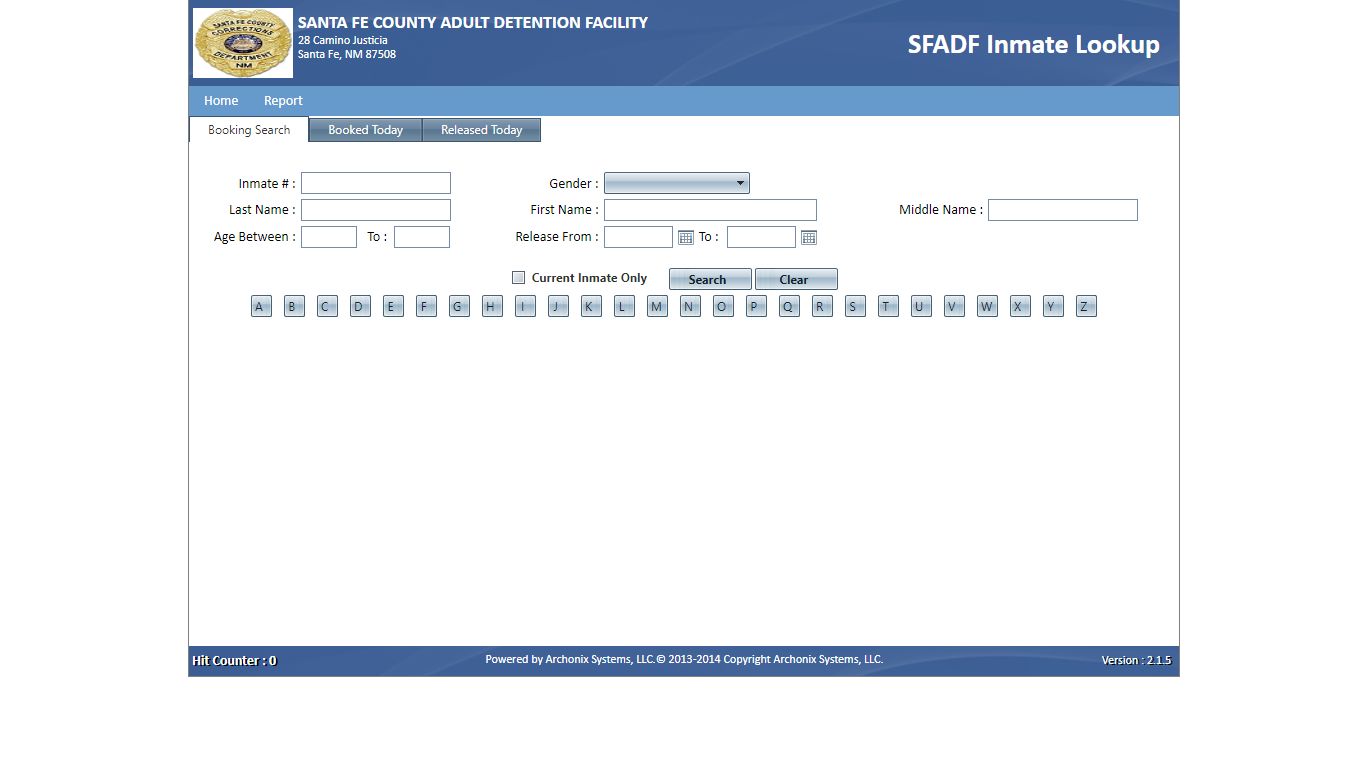 SFADF Inmate Lookup - Santa Fe County, New Mexico