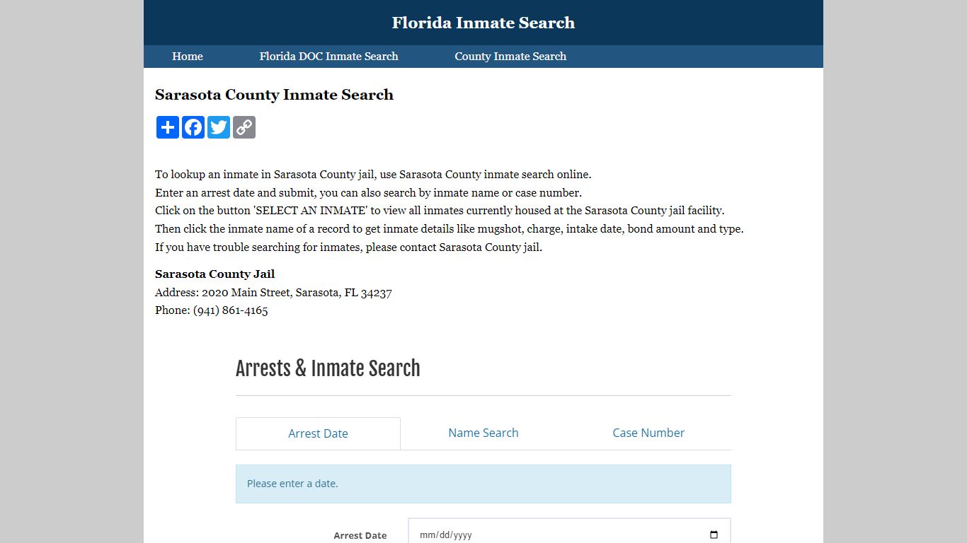 Sarasota County Inmate Search