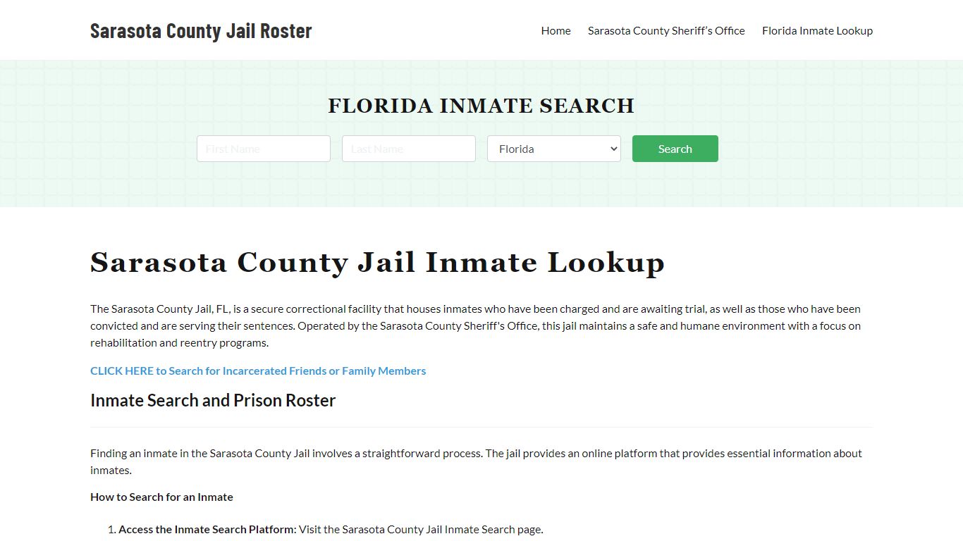 Sarasota County Jail Roster Lookup, FL, Inmate Search