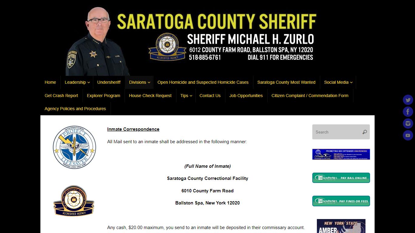 Inmate Information - Saratoga County Sheriff's Office