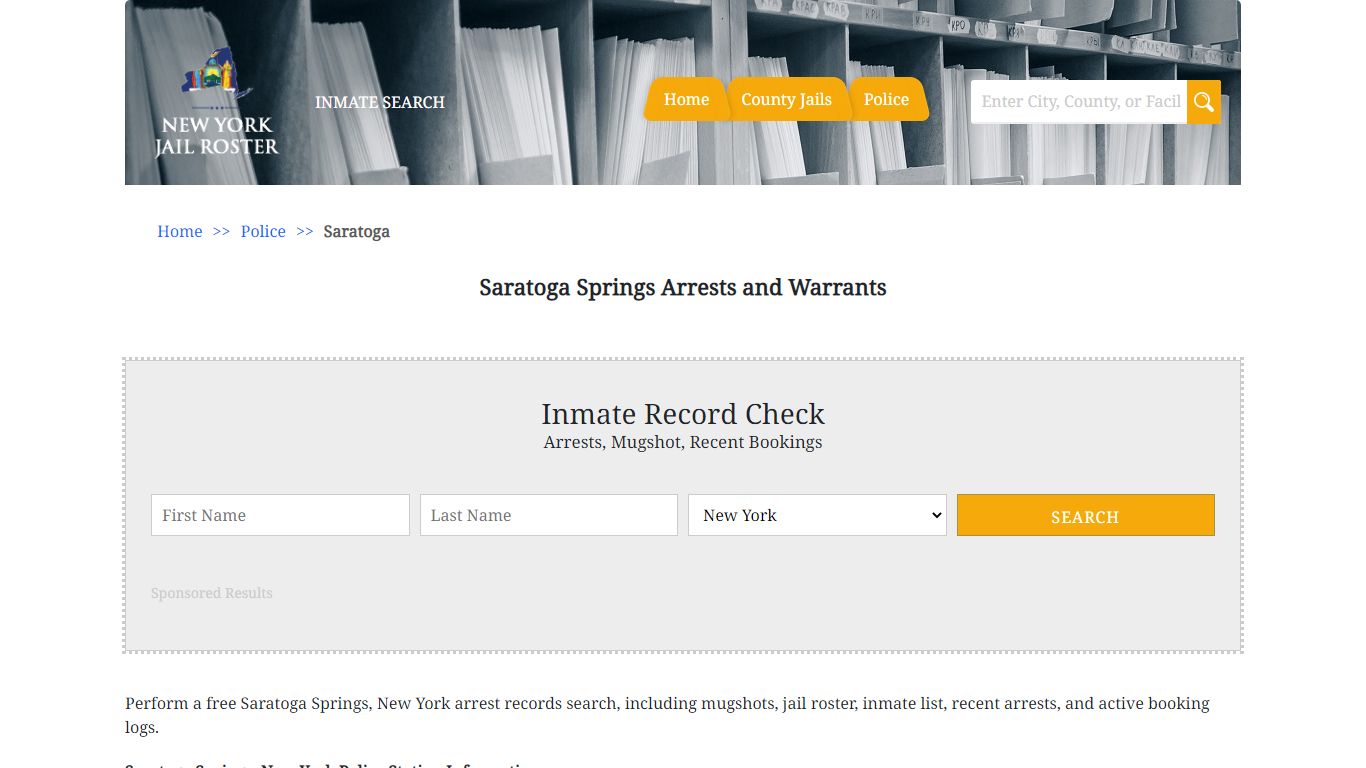 Saratoga Springs Arrests and Warrants | Jail Roster Search