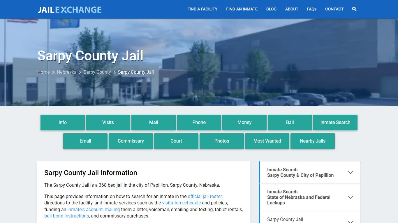 Sarpy County Jail, NE Inmate Search, Information