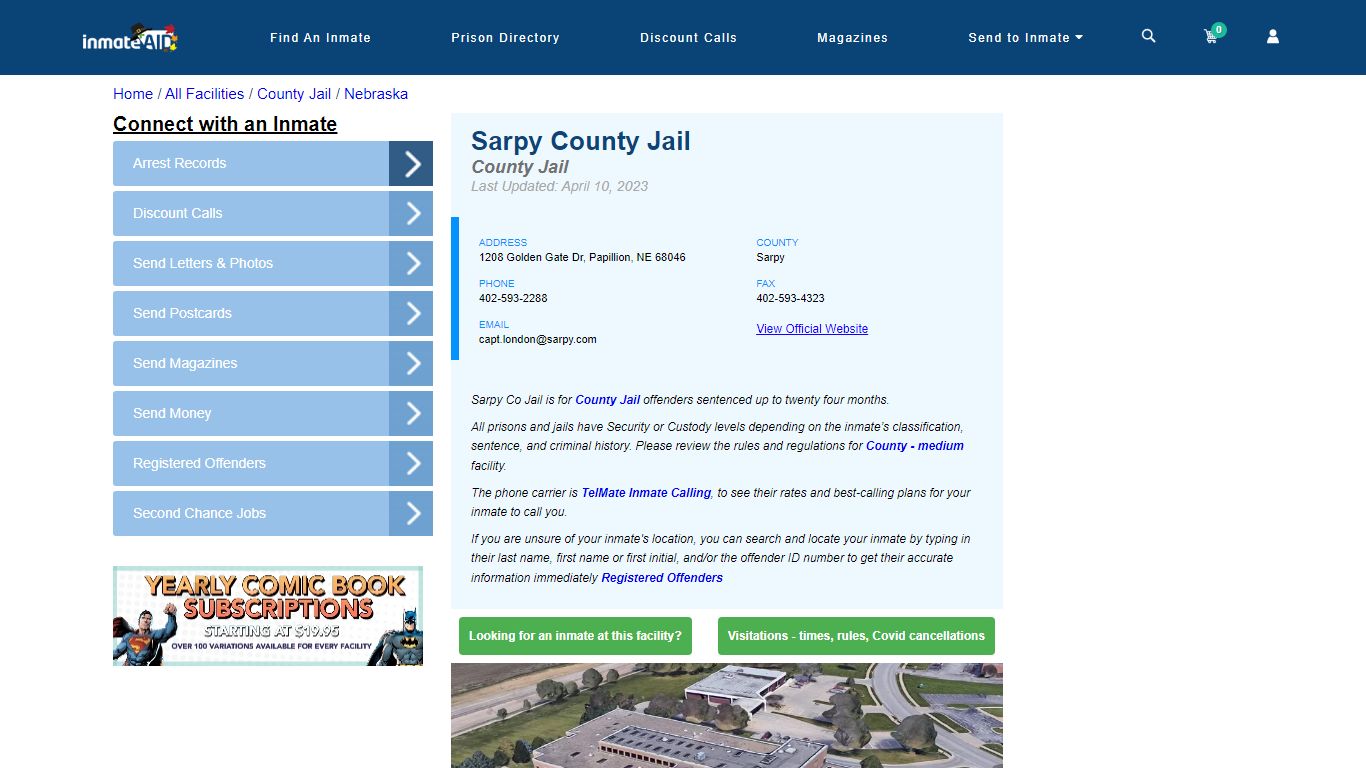 Sarpy County Jail - Inmate Locator - Papillion, NE